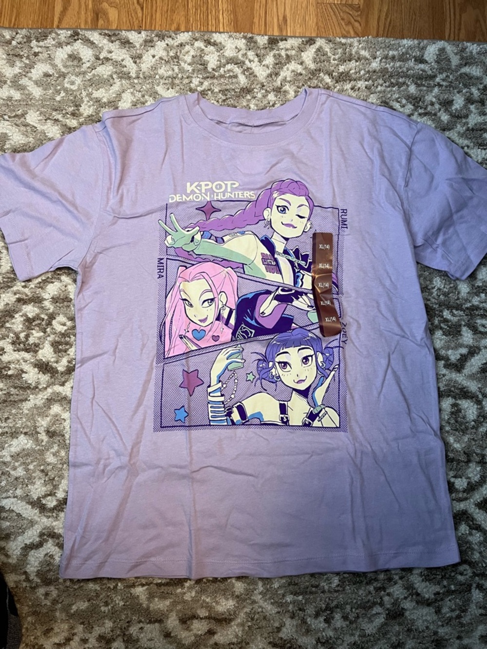 New With Tag Lavender K-Pop Demon Hunters Graphic Tee in kids XL